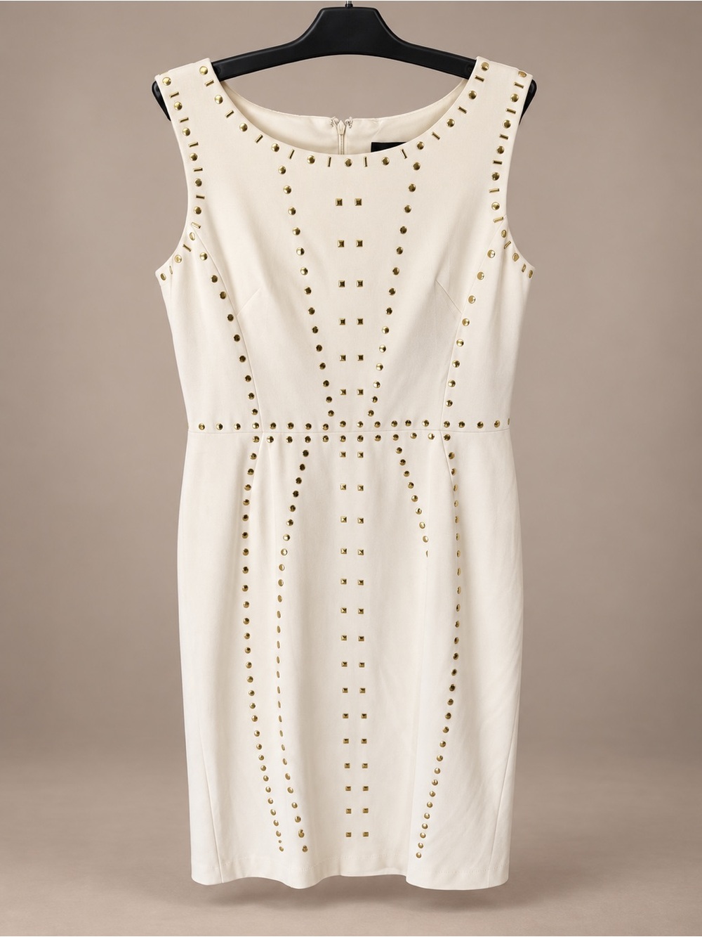 JM Studio Ivory Gold Studded Sheath Dress Size 12